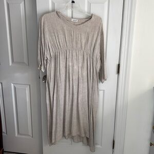 Cotton linen midi dress.